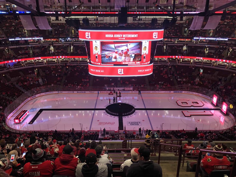 Marian Hossa Jersey Retirement Ceremony at the United Center